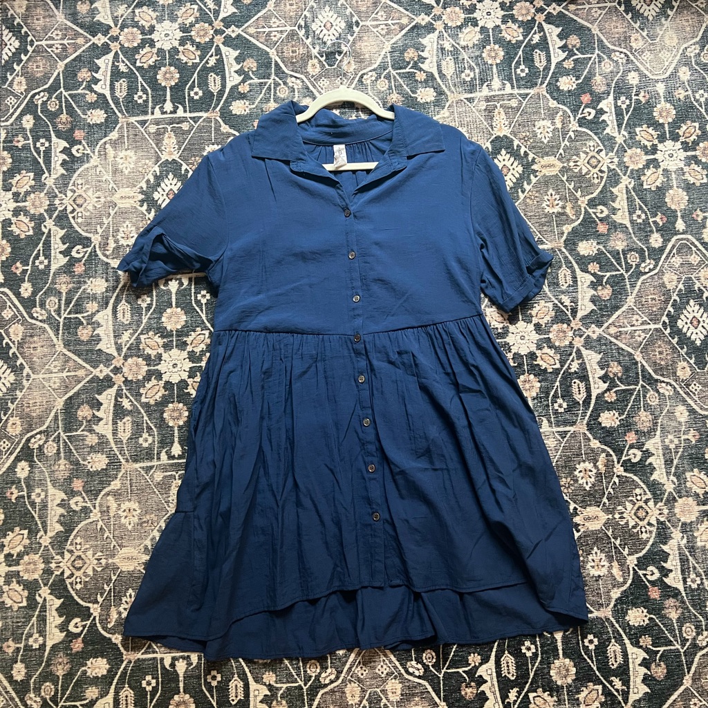 Navy Mini Button Down Dress